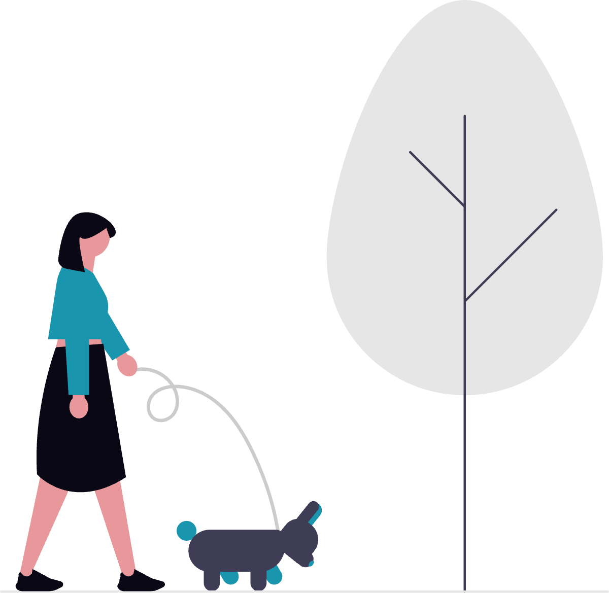 Illustration: Spaziergang mit Hund – Absicherung für Hundebesitzer